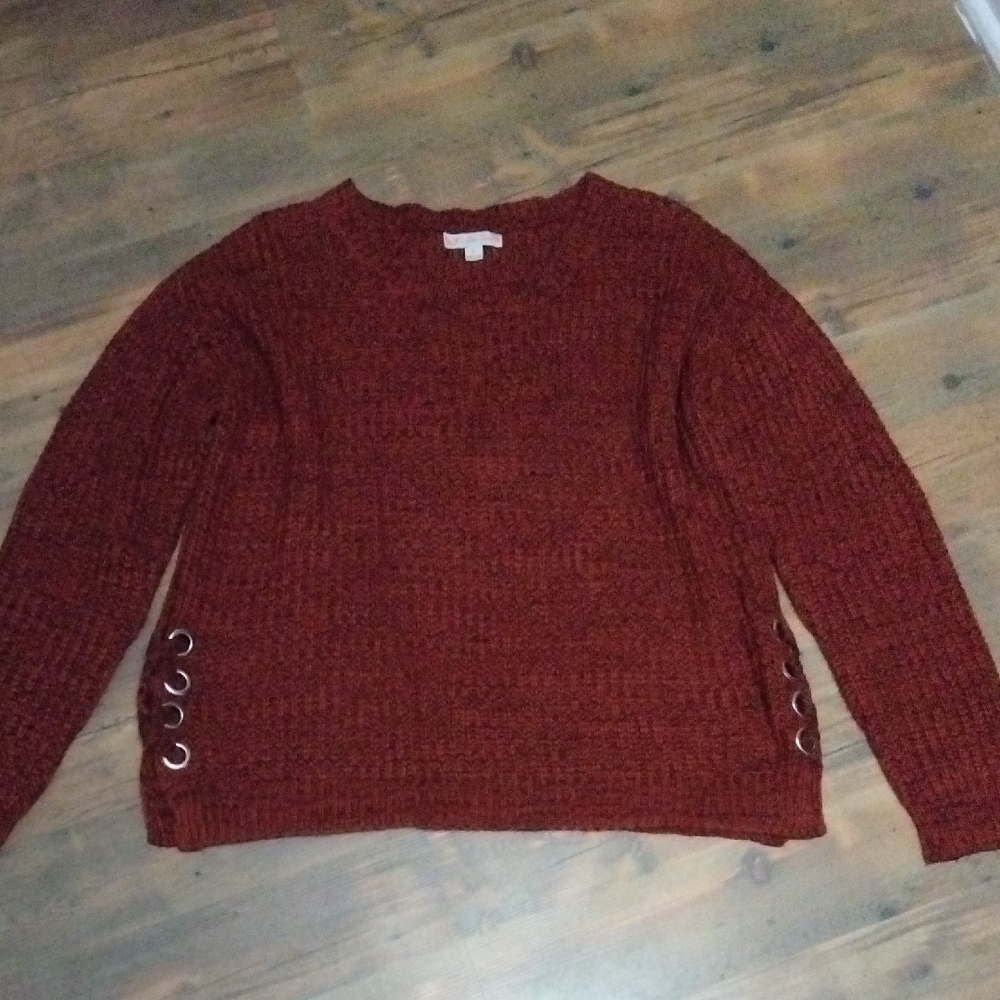 It's Our Time Women's Brick Red Sweater with Side Accents